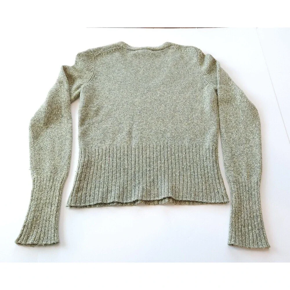 The Limited V-Neck Marled Knit Sweater Wool Cashmere Silk Sage Green Small Y2K